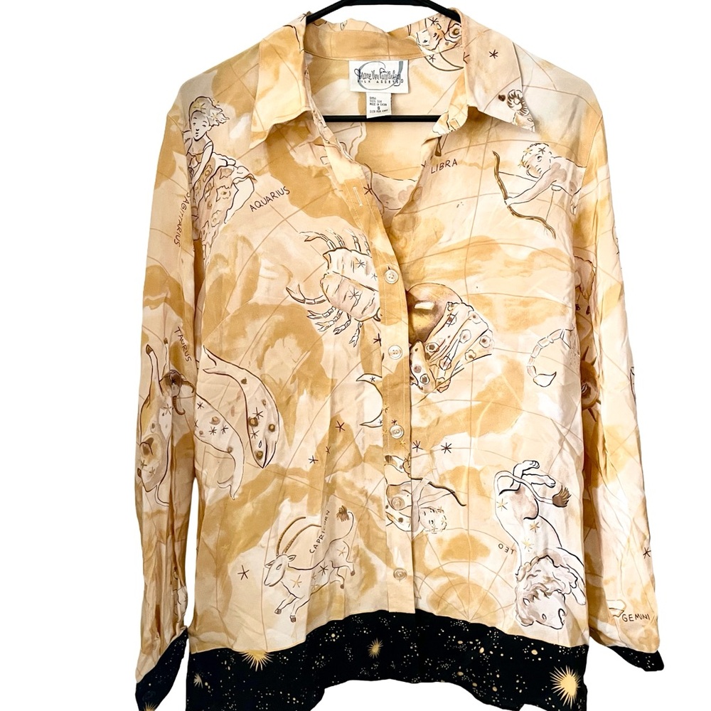 Diane von Furstenberg Astrological Print Button-Up Blouse